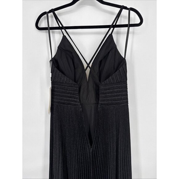 Mac Duggal Size 4 Black Shimmer Pleated V-neck Formal Long Gown Dress 30725 New - Picture 10 of 12